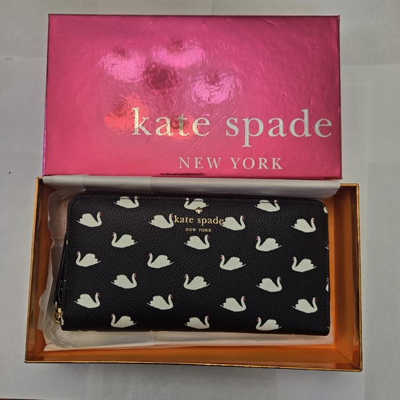 kate spade Handbags - Kate Spade Bifold Black And White Swan Design Wallet
